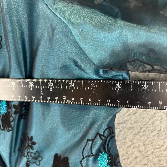 R&M Richards Jacket 26W MOB Floral Velvet Burnout Rhinestone Clasp Sheer Chiffon - Picture 8 of 15